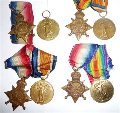 Lot 36 - Four First World War Pairs, each of 1914-15 Star and Victory Medal, to 3337 GNR.M.ROUGRIE....