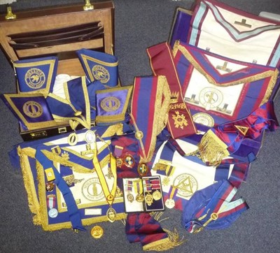 Lot 46 - A Collection of Craft Provincial Regalia to Yorkshire West Riding, comprising two aprons, two...