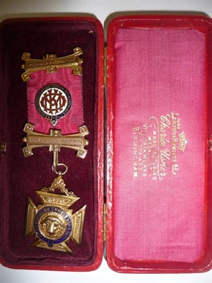 Lot 49 - A 9 Carat Gold and Enamel RAOB Order of Merit Breast Jewel, awarded to Bro.Wm. Surtees,...