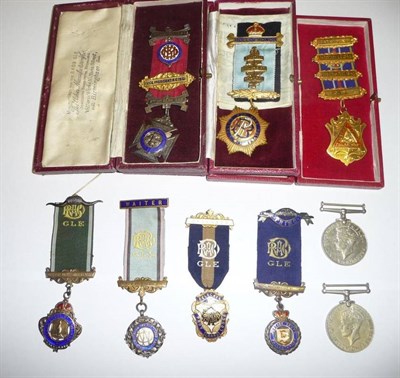 Lot 50 - A Collection of Seven RAOB Jewels, comprising:- a gilt metal Roll of Honour, cased, with...