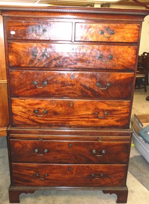 Lot 1568 - A George III Mahogany Chest on Chest, late 18th century, the moulded and dentil cornice above...