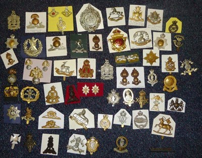 Lot 56 - A Collection of Approximately Sixty British Military Cap Badges, in mainly brass, white metal...