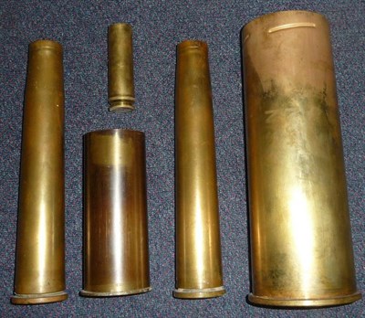 Lot 74 - Five Brass Shell Cases, of varying sizes