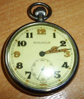 Lot 75 - A Jaeger-Le-Coultre Military Pocket Watch, top-wind, the circular cream dial with luminous...