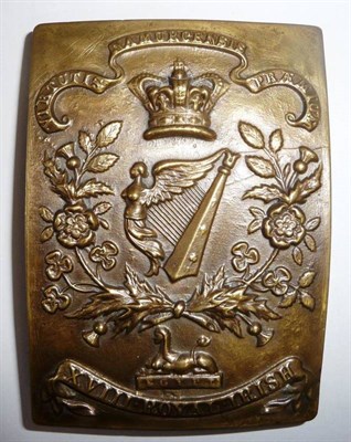 Lot 78 - A Victorian Brass Shoulder Belt Plate to the 18th Foot (Royal Irish Regiment), rectangular,...