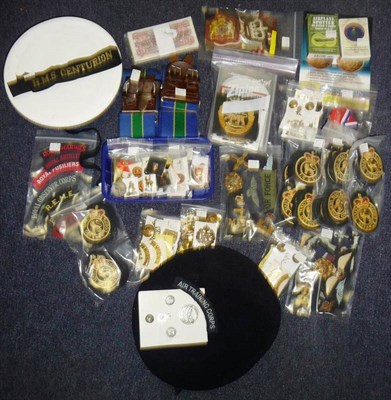 Lot 80 - A Quantity of Militaria, including enamel lapel badges, collar badges and buttons, RAF, British...