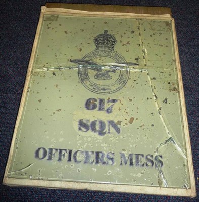 Lot 86 - A Second World War Period 617 Squadron Officer's Mess Sign, from RAF Scampton, mounted on a plywood