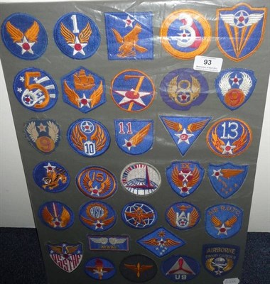 Lot 93 - A Display of Thirty Two US Air Force Embroidered Cloth Shoulder Sleeve Insignia, dating from...
