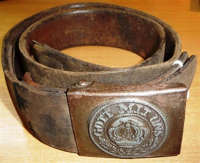 Lot 96 - A First World War German Army Leather Belt, the back tongue stamped with indistinct maker's...