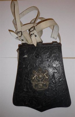 Lot 97 - A Victorian Volunteer Artillery Black Leather Sabretache, the fascia set with a white metal...