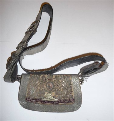 Lot 98 - A Victorian Pouch and Crossbelt to the Durham Artillery Volunteers, the black morocco pouch...