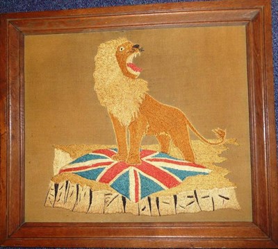 Lot 106 - A First/Second World War Soldier's Needlework Picture, with couched decoration of the British...