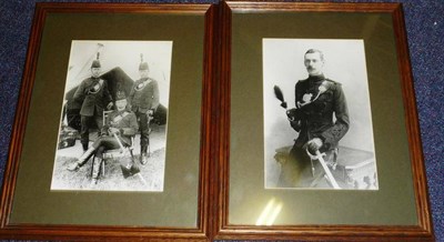 Lot 115 - A Pair of Black and White Rifles Regimental Portrait Photographs, one of a Colonel resting...