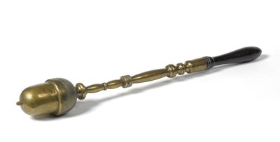 Lot 118 - An Unusual 19th Century Brass Tipstaff, the large screw-off acorn pommel on a multi baluster...