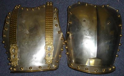 Lot 130 - A Household Cavalry Trooper's Steel Breastplate and Backplate, with brass folded edges, leather...