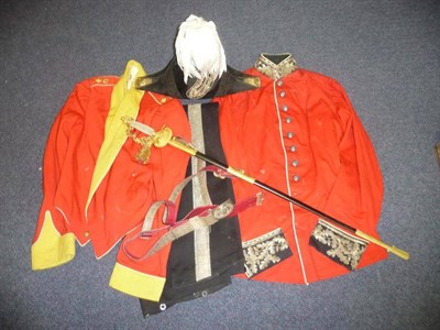 Lot 131 - A Victorian Court Dress Uniform, comprising:- a red tunic with black faced stand-up collar and...