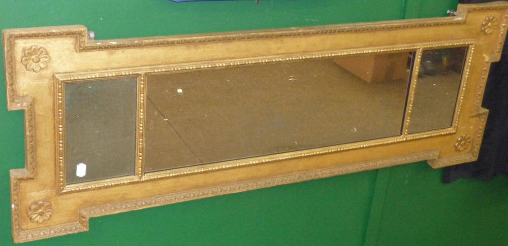 Lot 1576 - A Gilt Wood and Gesso Rectangular Wall Mirror, early 19th century, the three mercury plates...