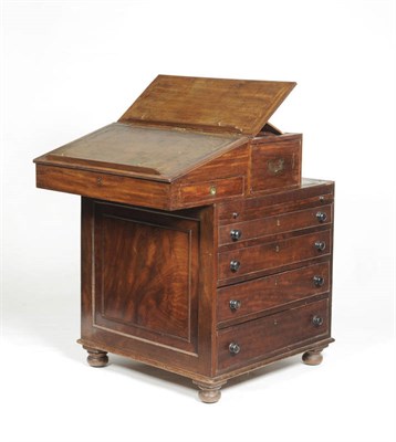 Lot 1577 - A Regency Mahogany Library Davenport, circa 1820, the hinged writing slope with green leather...