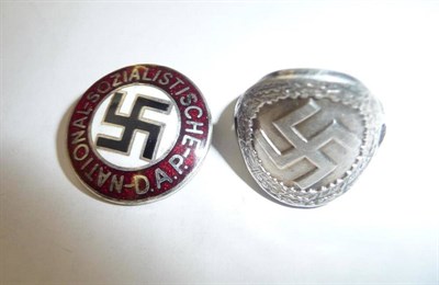 Lot 143 - A German Third Reich NSDAP Enamel Badge, the reverse with embossed RZM logo and maker's mark M1/90