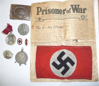 Lot 147 - A Small Collection of German Third Reich Items, comprising a Luftwaffe Steel Belt Buckle, an...