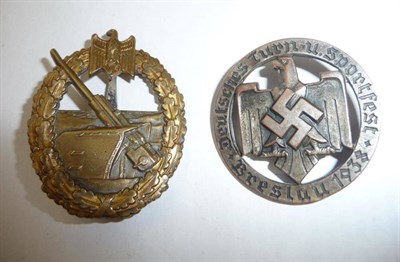 Lot 148 - A German Third Reich Naval Coastal Artillery Award, the reverse with moulded maker's mark FEC. OTTO