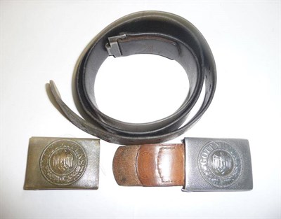 Lot 151 - A German Third Reich Army Leather Belt, with nickel plated buckle; a German Third Reich Army...