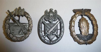 Lot 152 - Three German Third Reich Badges:- a Mine Sweepers, Sub-Chasers and Escort Vessels War Badge,...