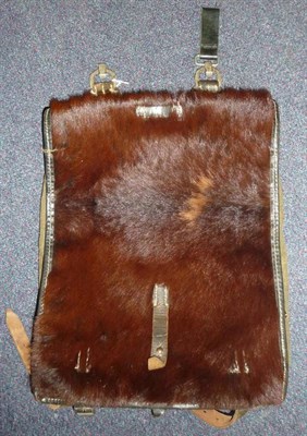 Lot 156 - A Second World War German Model 1939 Pony Fur Tournister Backpack by Franz Brehme, with brown...