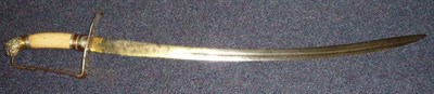 Lot 179 - A 19th Century Chinese Sword, the 65.5cm single edge curved steel blade with a narrow fuller to...