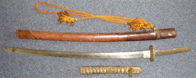 Lot 183 - A Second World War Japanese Officer's Katana, the 64.5cm with hamon of undulating peaks, the signed