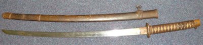 Lot 186 - A Second World War Japanese Katana, with 66cm steel blade (unable to see tang), one piece...