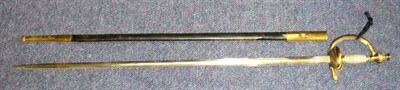 Lot 213 - A German Court Sword, the 79cm single edge fullered steel blade with shaped panel etched KARL...