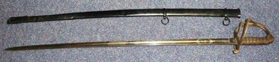 Lot 214 - A Victorian 1850 Pattern Artillery Officer's Sword, the 83cm single edge fullered steel blade...