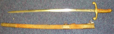 Lot 232 - A Chinese Naval Type Sword, with 72.5cm single edge fullered steel blade, brass hilt with...