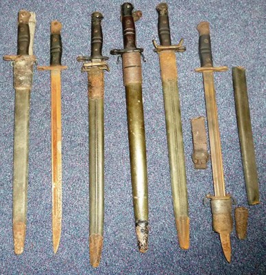 Lot 240 - A Collection of Six U.S.A. Model 1917 ";Eddystone"; Knife/Sword Bayonets, each with blade...