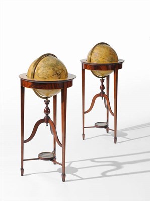 Lot 1587 - A Pair of 12" Library Globes, by Donaldson of Edinburgh, early 19th Century, the terrestrial...