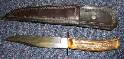 Lot 263 - A Brookes & Crookes, Sheffield Small Bowie Knife, the 15cm hatchet tip steel blade stamped with...