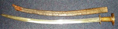 Lot 273 - A 19th Century Abyssinian Sword, the 78.5cm single edge slightly curved steel blade with three...