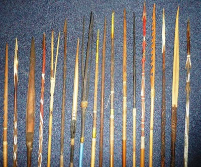 Lot 302 - A Collection of Eighteen Highlands, Papua New Guinea Long Bamboo Arrows, with varying heads of...