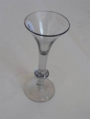 Lot 23A - A Wine Glass, circa 1740, the drawn trumpet bowl on a plain stem bisected by a teared inverted...