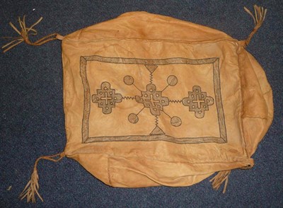 Lot 335 - A North American/Canadian Indian Leather Cushion Cover, of rectangular form with triple...