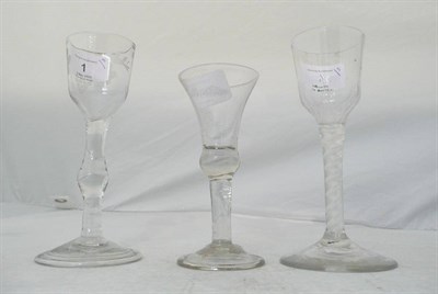 Lot 1 - A Wine Glass, circa 1765, the ogee bowl with basal wrythen fluting, on a double series opaque twist