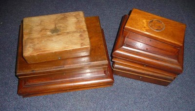 Lot 349 - Six Various Boxes, in mahogany, walnut and oak, suitable for conversion to pistol boxes