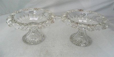 Lot 6 - A Pair of Victorian Slice Cut Pedestal Dessert Dishes, circa 1880, each of circular form with...