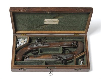 Lot 442 - A Pair of Early 19th Century Flintlock Officer's Pistols by Clark of London, each with 20cm...