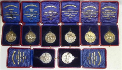 Lot 4 - A Collection of Eight Silver Shire Horse Society Medals, for the Liverpool Parade 1925 x2, 1926...