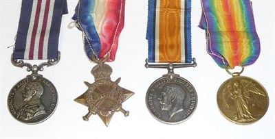 Lot 22 - A First World War Gallantry Group of Four Medals, awarded to M2-119391. PTE.(later SJT.) H.MORRELL.