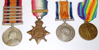 Lot 24 - A Boer War/First World War ";Mons"; Group of Four Medals, awarded to 11067 CPL.(later B.Q.M....