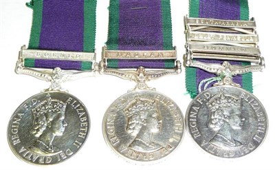 Lot 42 - Three General Service Medals 1962:- one with clasp BORNEO, awarded to 589375 CPL.J.G.E.COWARD....