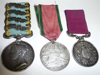 Lot 51 - A Crimea Group of Three Medals, comprising a Crimea Medal with four clasps ALMA, BALAKLAVA,...